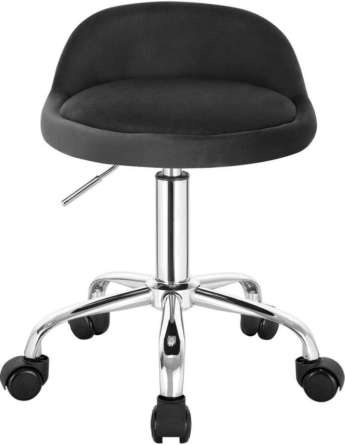 Draaibare Bureaukruk Verstelbare Kruk Werkroller Met PU wielen In hoogte verstelbaar Computerstoel- Lage rugleuning Rocker-kleedkruk Kleur Velvet Donker Grijs