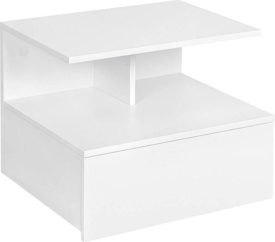 Aan De Muur Gemonteerd Nachtkastje Zwevend nachtkastje Ruimtebesparend bijzettafeltje E1 Houtmateriaal 40 cm x 31 cm x 35 cm Wit