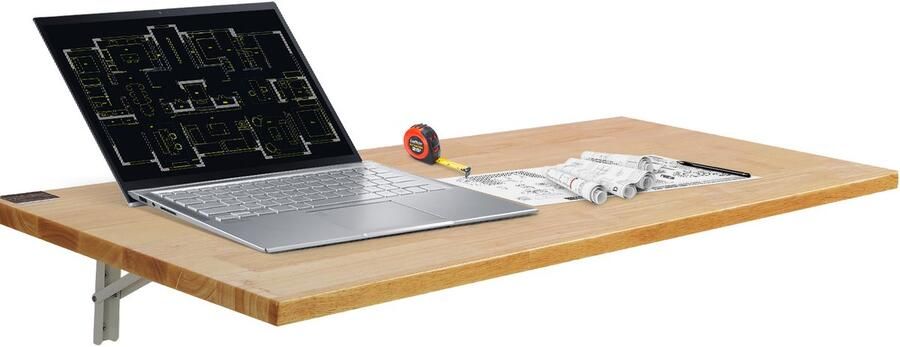 Aan De Muur Gemonteerd Vouwbureau 47.24 “X 19.69” Blad Zwevend Bureau Met Ijzeren Beugel Inklapbaar Bureau voor Kleine Ruimtes Thuiskantoor Eetkamer Wasruimte Keuken Bar Wit