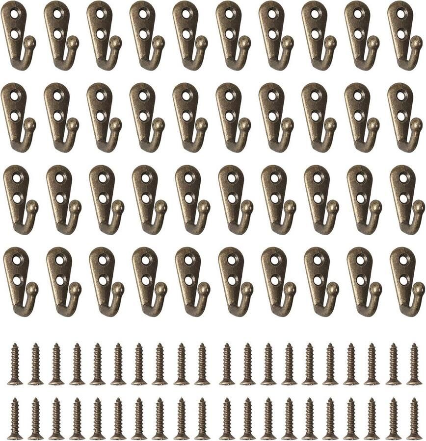 Aan de muur gemonteerde retro enkele kapstokhaak Set van 40 stuks met schroeven