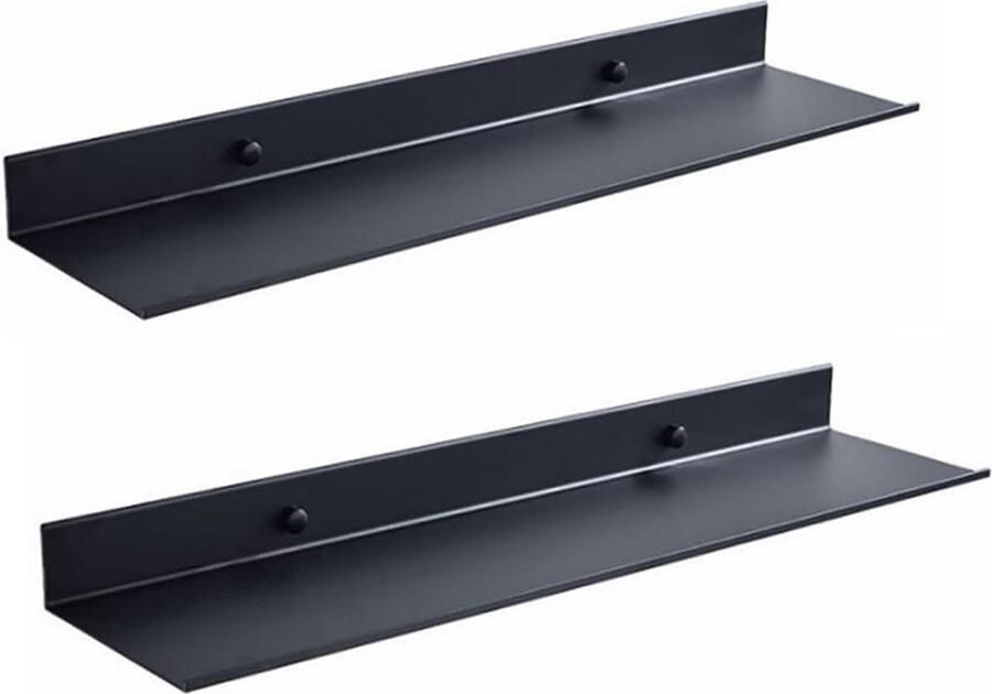 Aan de muur gemonteerde zwevende metalen planken Ledge zwart badkamerrek wandhouder plankbesparing roestbestendig extra sterke zwevende planken opbergrek (30 cm set van 2 stuks)
