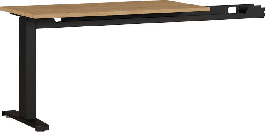 Aanbouwtafel Ergonoma Eiken Zwart 113x60cm Hoekbureau Hoogte 68 cm In hoogte verstelbaar