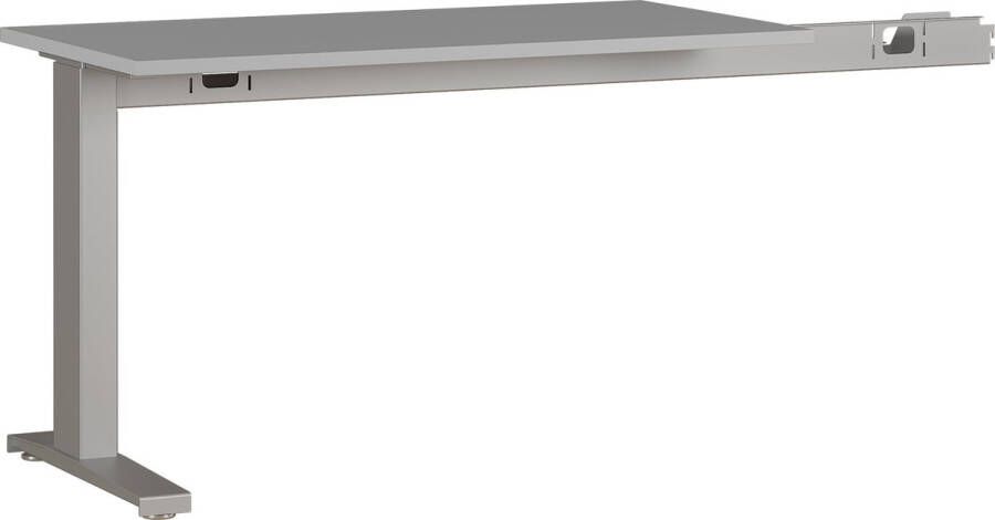 Aanbouwtafel Ergonoma Grijs Zilver 113x60cm Hoekbureau Hoogte 68 cm In hoogte verstelbaar