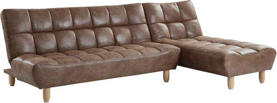 Vente-unique Aanpasbare bedbank van gerijpte microvezel ESTEBAN chocolade vintage L 182 cm x H 87 cm x D 165 cm