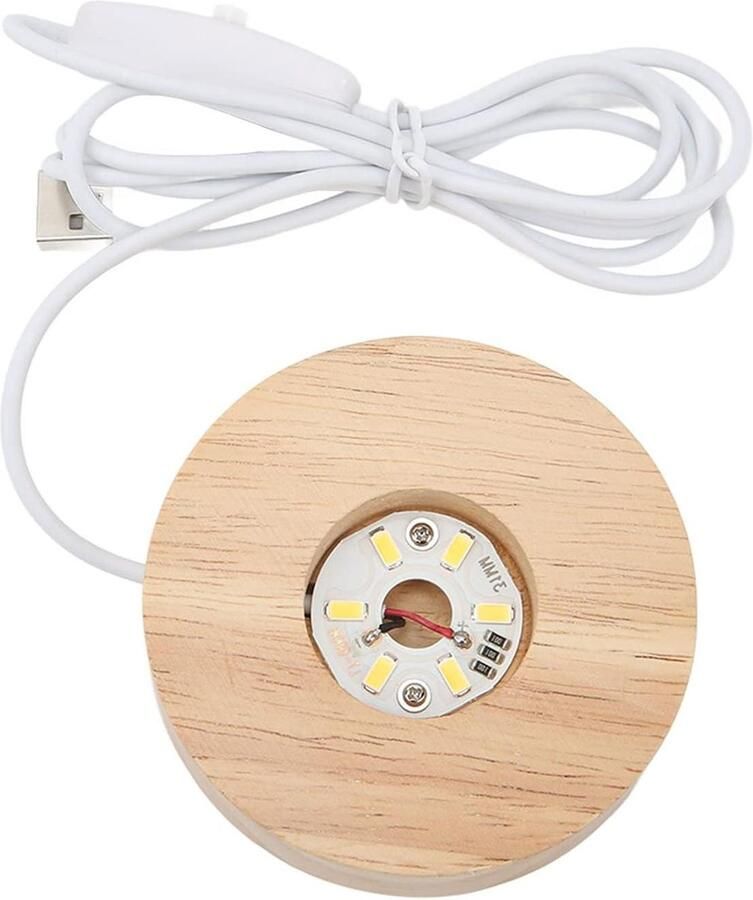 Aanpassing titel: 8cm 3.15in Verlichte Kristallen Displaystandaard Houten LED-displaybasis voor Kristallen Glaskunst (Warm Licht)