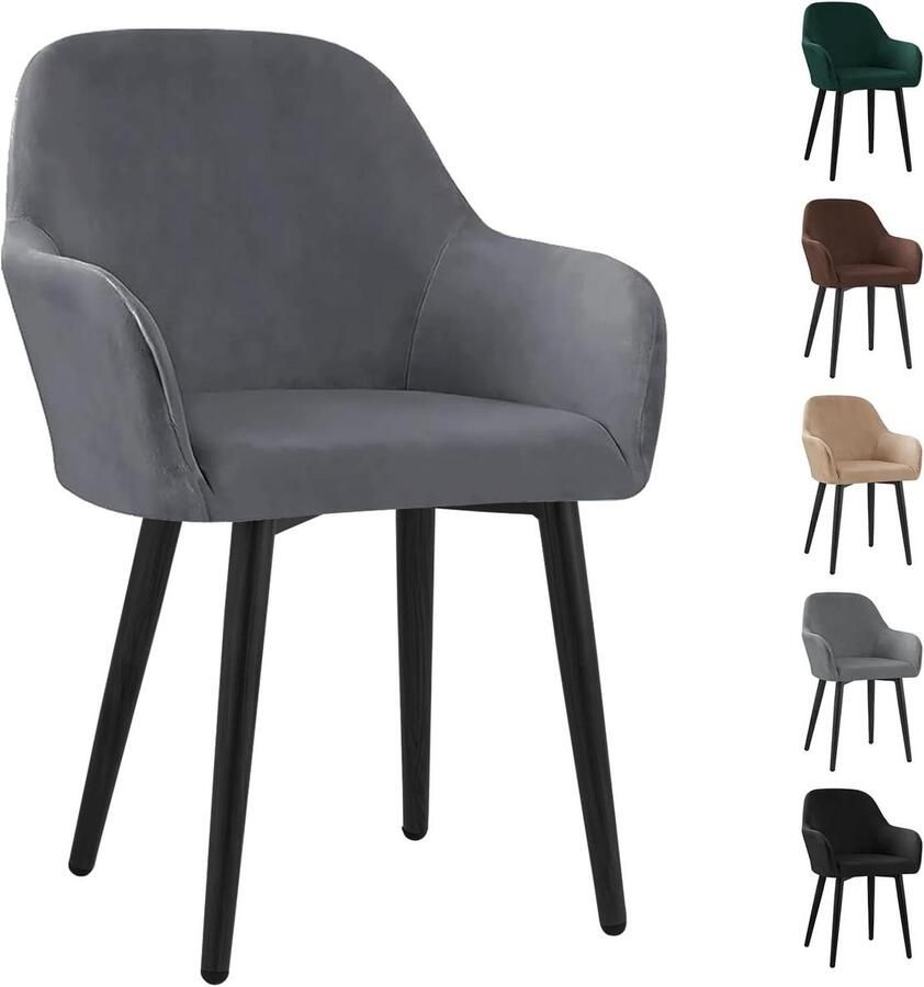 Aanpassing titel:1-delige set universele Stretch fluwelen stoelhoezen met armleuningen afneembaar wasbaar eetkamerstoelen overtrek voor keuken eetkamer banket bruiloft feest (grijs)