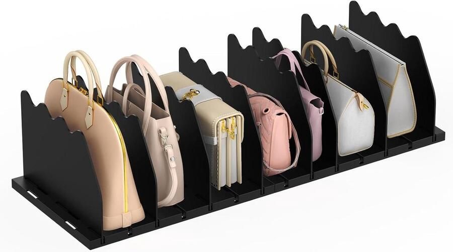 Aanpassing titel:Shelf Dividers Handbag Storage Cabinet Shelf Adjustable Clothes Organizer Wallet Organizer for Kitchen Closet Bathroom 8 Pieces Black by Ronlap