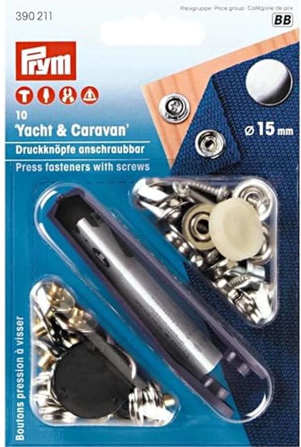 Aanschroefbare Zilver Naaivrijdrukknoop (15mm) 10 Stukken