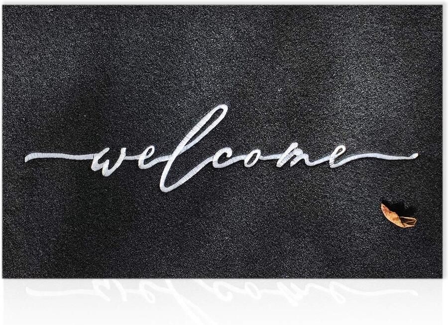 AAZZKANG Grote deurmat 90 x 60 cm Buiten Binnen Welkom Deurmat met duurzame antislip rubberen achterkant Gemakkelijk te reinigen entreemat voor sterke buitendeurmat Zwart