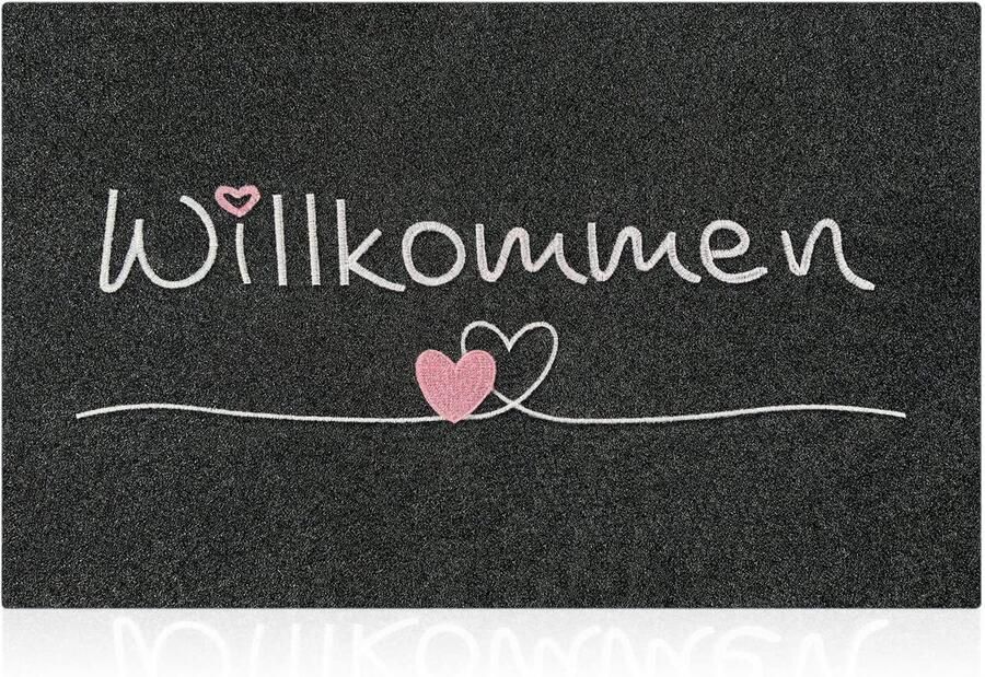 AAZZKANG Welkom Deurmat Buiten Deurmat Binnen met Duurzame Antislip Rubberen Achterkant Ultra Absorberend Modder Gemakkelijk te Reinigen Voordeur Entreemat Zwart