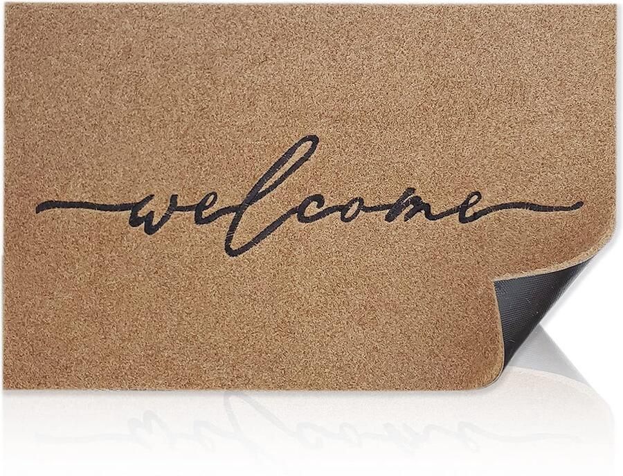 AAZZKANG Welkomstmatten voor de voordeur Groot 90 x 60 cm met antislip rubberen achterkant Eenvoudige schone deurmat voor drukbezochte binnenruimtes Buitendeurmat Bruin