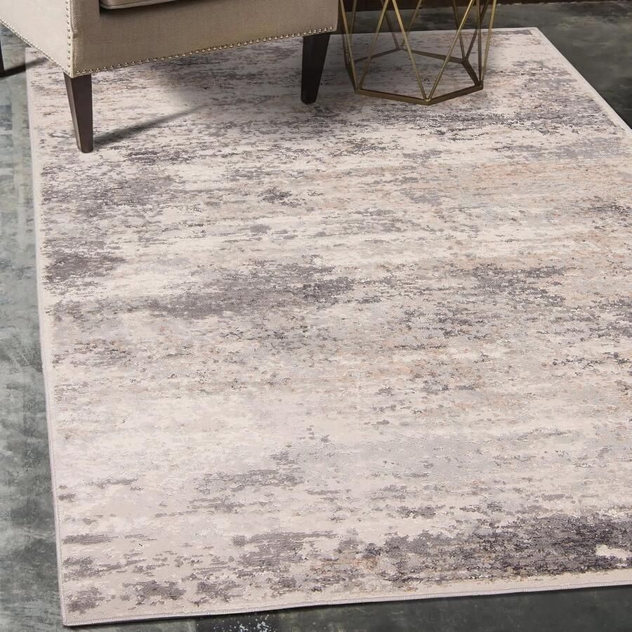 Abstract Vintage Vloerkleed 160x220 cm Modern Tapijt voor Woonkamer Slaapkamer en Eetkamer OEKO-TEX Gecertificeerd Beige Grijs