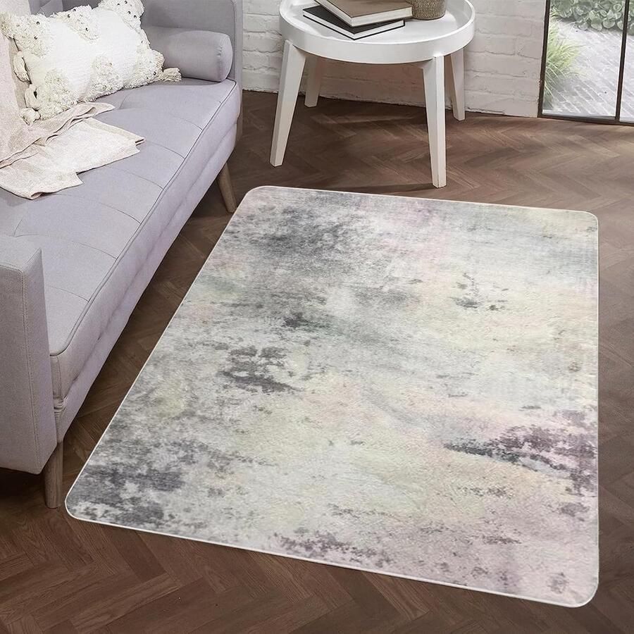 Abstract vloerkleed moderne tapijt zacht 1 stuk crème grijs 80 x 120