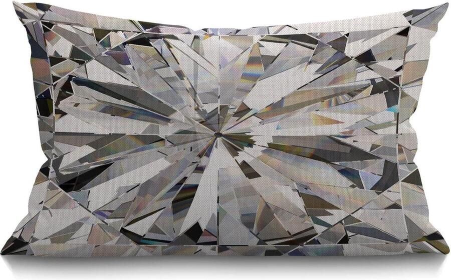 Abstracte diamanten kristal patroon decoratieve linnen kussenslopen 30 x 50 cm rechthoekig voor tuin terras woonkamer bank kussensloop 30x50