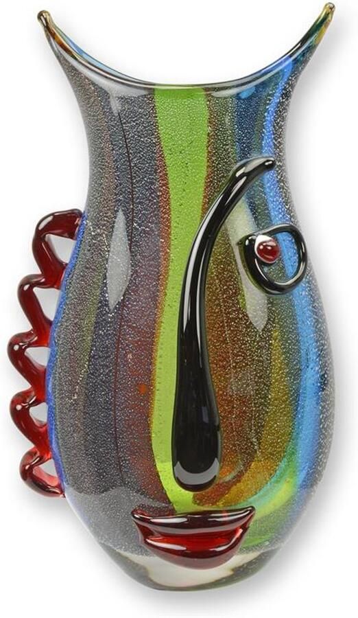 Abstracte glazen vaas in Murano-stijl – handgemaakt decoratief kunstobject van glas – kleurrijke designvaas voor tafel of dressoir