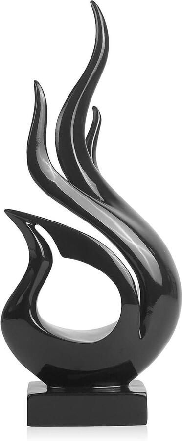 Abstracte Moderne Kunst Standbeeld Vlam Figuur Decoratie Plank Meubels Tafel Accessoire Cadeau voor Verjaardag en Kerst Zwart Harsbeeld