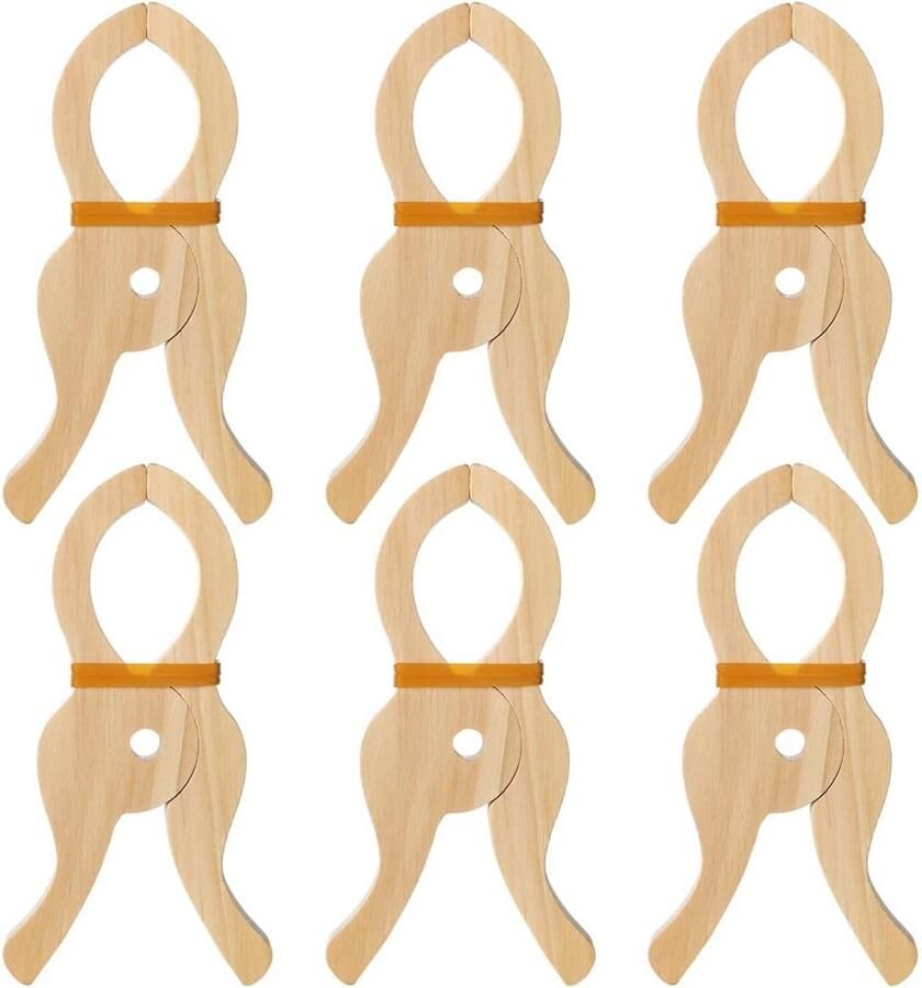 Acbmveen Pack van 6 houten speelpinnen handgemaakte gigantische pinnen speelgoed houten pinnen voor gordijnen kasten balkons creatieve houten pinnen