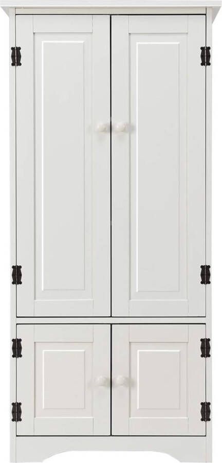 Accent opbergkast staande kast met 2 binnenste verstelbare plank keukenkast dressoir vloerkast voor woonkamer keuken studeerkamer 59 x 32 x 123cm (Wit)