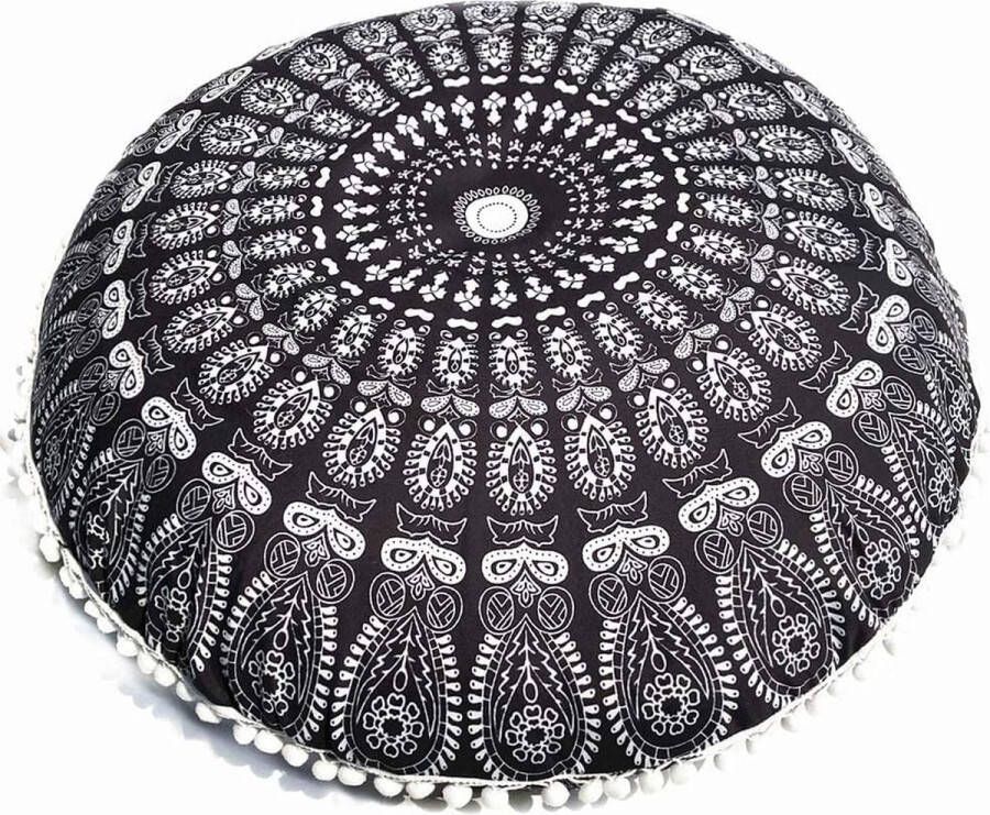 Accessoires Geometrische kussenhoes 80 x 80 cm Ronde vloerkussenhoes Boheemse meditatiekussenhoes Ottomaanse hoes Kruk Handgemaakt (kussen niet inbegrepen)