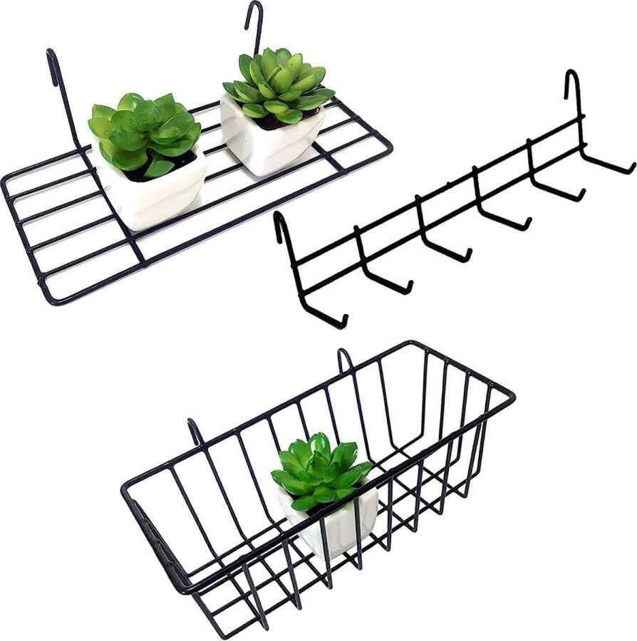 Accessoires upgrade wandrooster zwarte accessoires rastermand hangrek haaklijst gebruikt voor rasterfotowand rasterwand accessoires 3 stuks zwart multifunctioneel