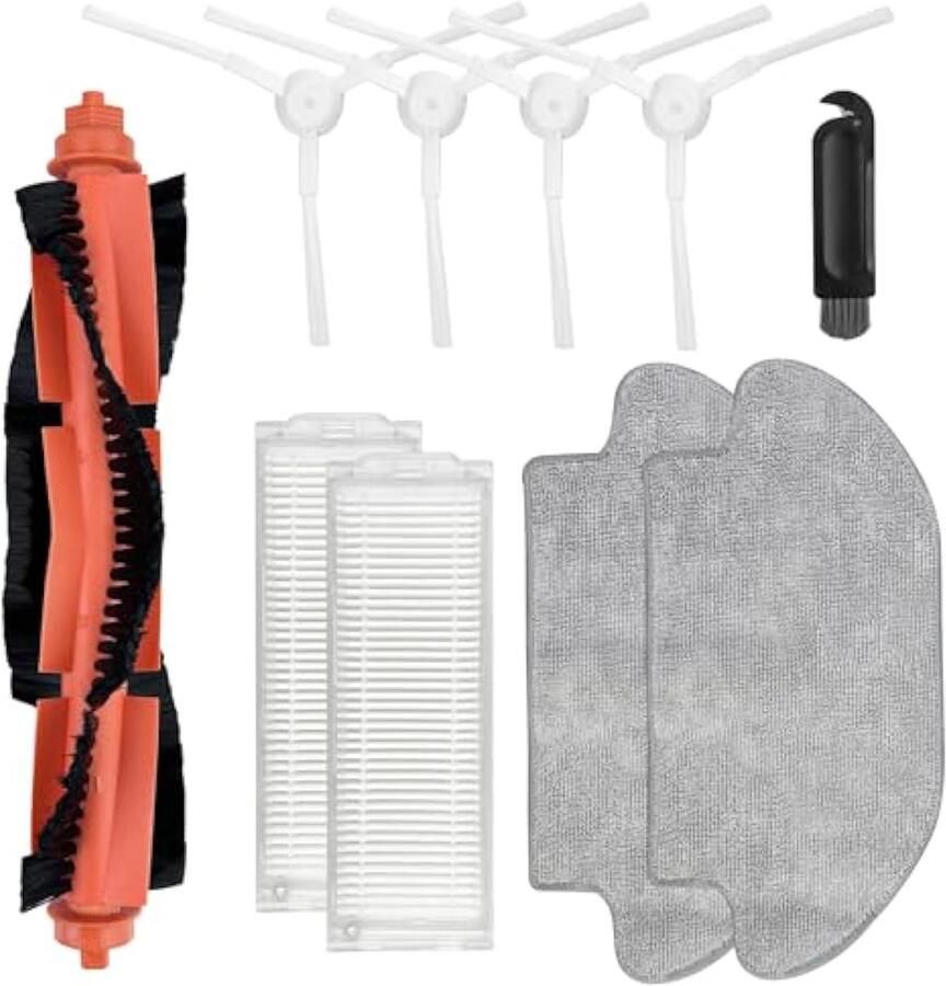 Accessoireset reserveonderdelen compatibel met Xiaomi Robot Vacuum S12 Mop 2S Mop Pro reserveonderdeel 1 hoofdborstel 4 zijborstels 2 filters 2 reinigingsdoeken 1 reinigingsborstel