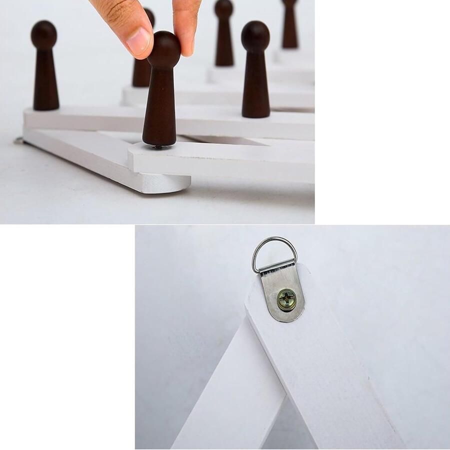 Accordeon Wandhanger kapstok 13 haken massief hout