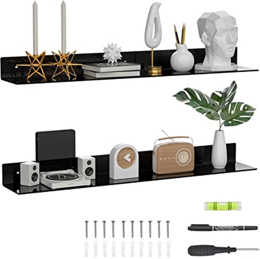 Accryl Wandplanken Set van 2 91 5 cm Lange Zwevende Plank voor Badkamer Keuken en Woonkamer