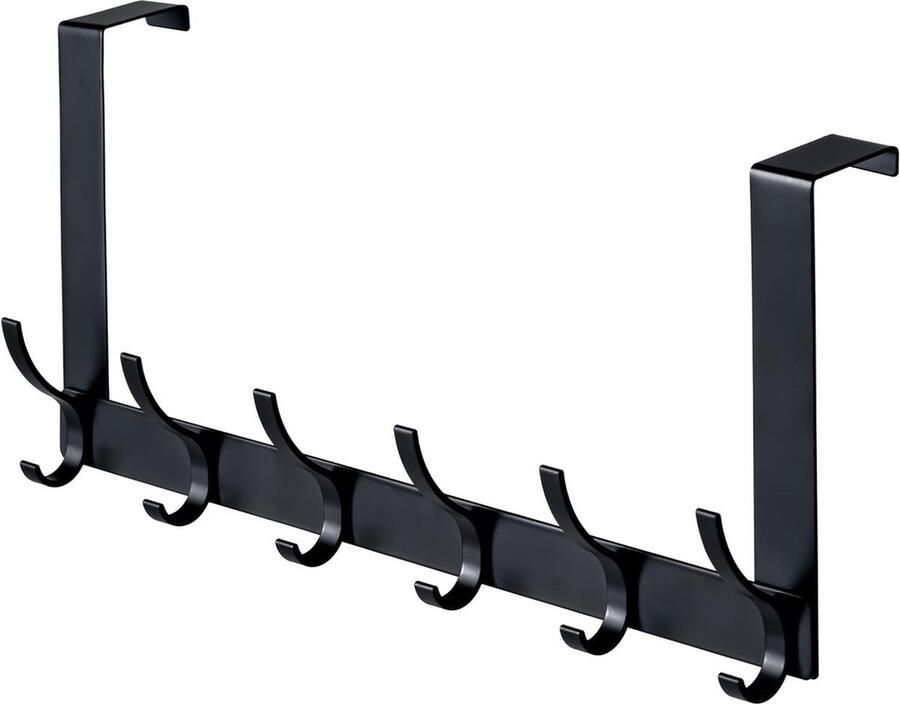 Achter de deur kapstok Stevige deurhanger Aluminium heavy duty deur opbergrek Met 6 haken Lengte 28cm Geschikt voor badkamer slaapkamer keuken Voor het ophangen van handdoeken jassen tassen