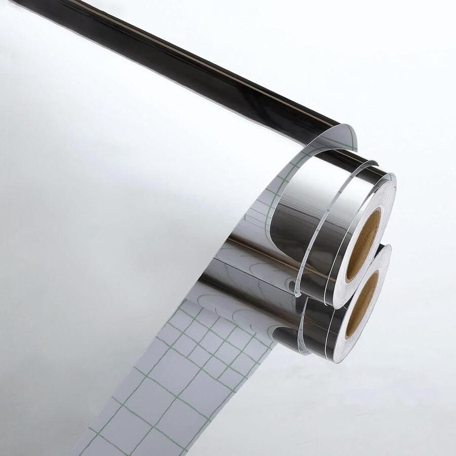 Achterkant Plastic Spiegel Stickers Flexibele Roll Peel en Stok Sliver Behang voor Woonkamer Muur Decor Kast Werkblad Vinyl Bekleding Reflecterende Meubels Wrap 40 X wandstickers Spiegelfolie