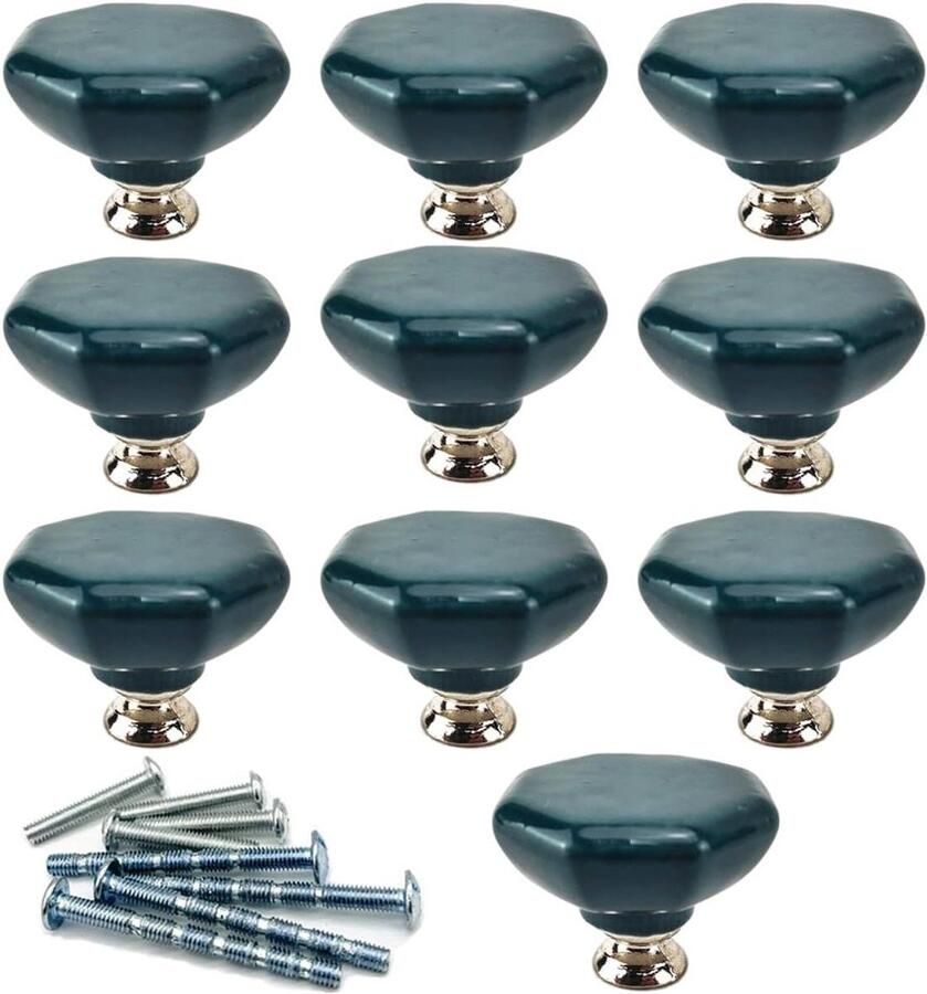 Achthoekige kastknoppen 10 stuks marine porseleinen handgrepen met moderne stijl
