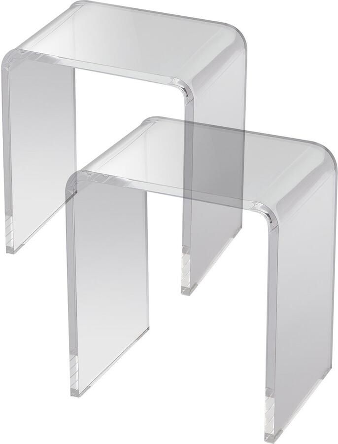 Acryl Bijzettafel 2 Stuks C-Vormige Transparante Lucite Bijzettafels voor Drankjes Eten Snacks In De Woonkamer Slaapkamer Studeerkamer