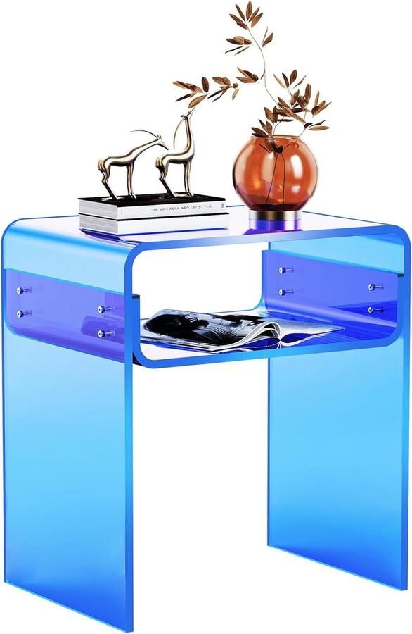 Acryl bijzettafel (40x30x50 cm) acrylglas nachtkastje transparante acryl tafel (blauw)