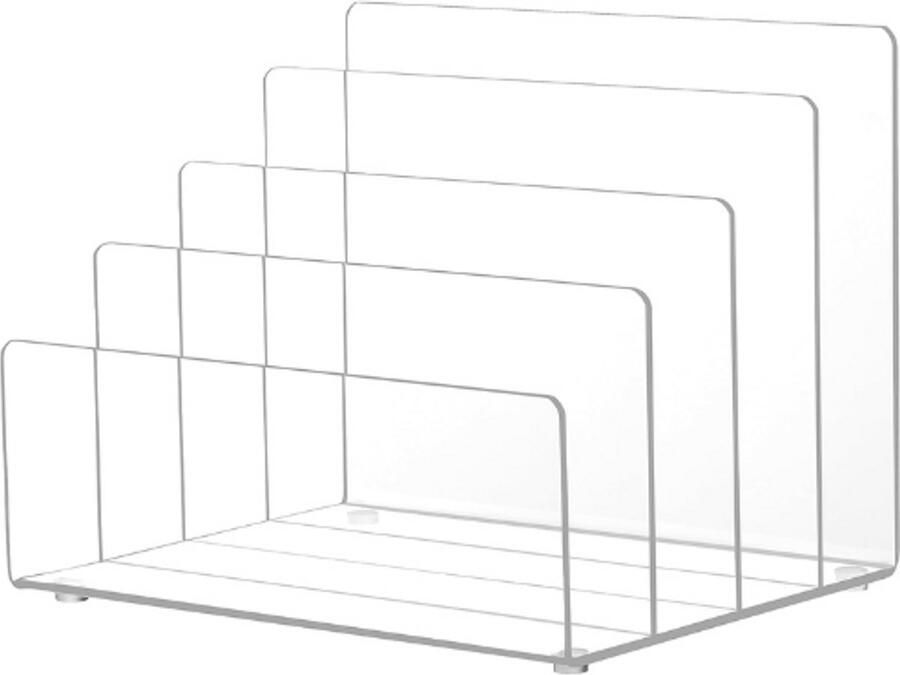 Acryl Boekenhouder Organizer voor Bureau 4-Sectie Doorzichtig Boekensteun en Kaartenstandaard Bureausorteerder en Brievenbak Ideaal voor Huis & Kantoor Organisatie