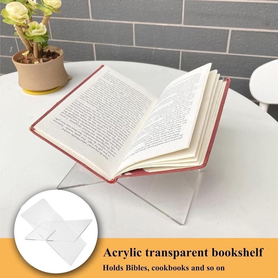 Acryl boekenplank standaard transparant plexiglas bureau leesstandaard X-vormige boekhouder kookboekstandaard boekenstandaard plexiglas