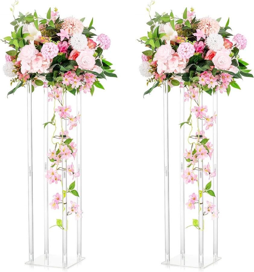Acryl bruiloft centerpieces tafels 2 stuks heldere kolom bloemstandaard 80 cm bloemenvazen geometrische tafel middelpunt