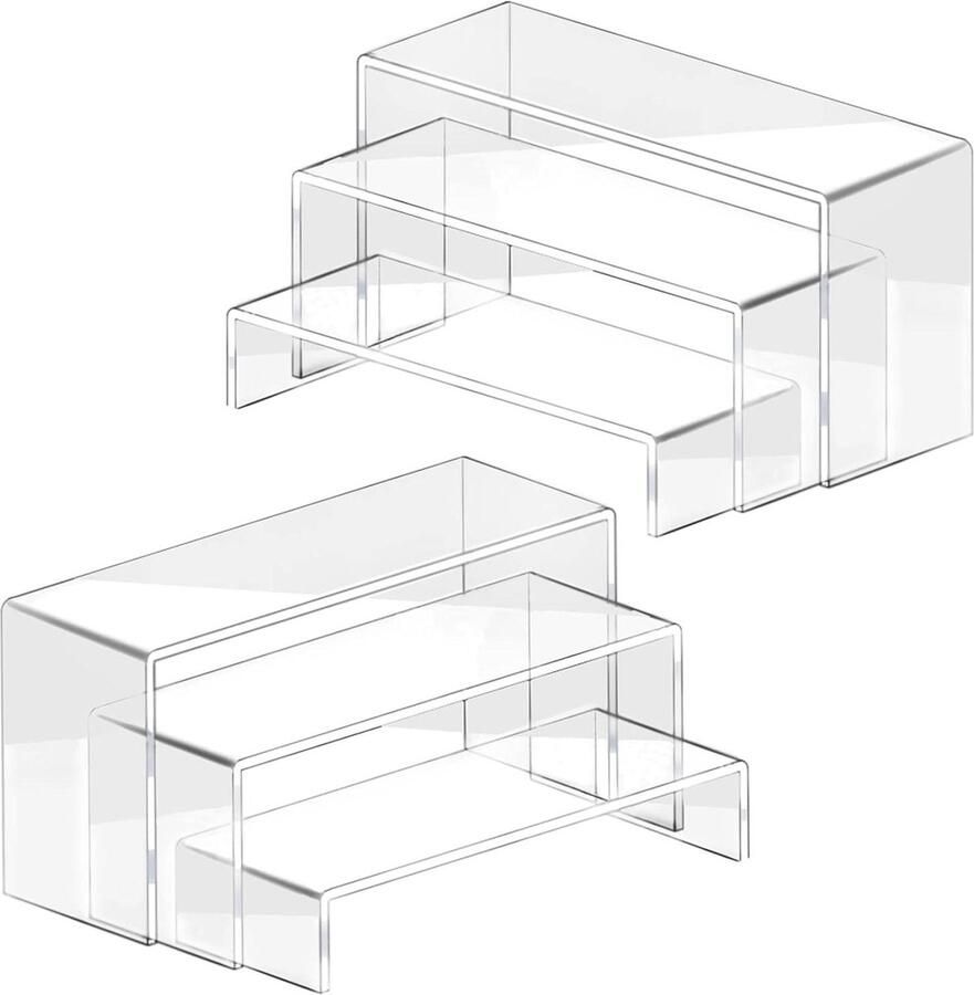 Acryl Display Riser Set 6 stuks helder sieraden display plank cupcakes figuren presentatie verkoopstandaard dessert organizer 3 maten
