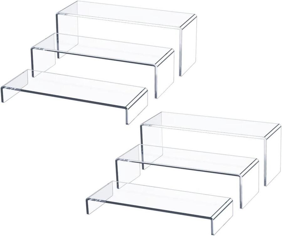 Acryl display risers 2 sets 6 stuks 9 inch grote duidelijke stands voor cupcakes dessert stand showcase plank voor popfiguren