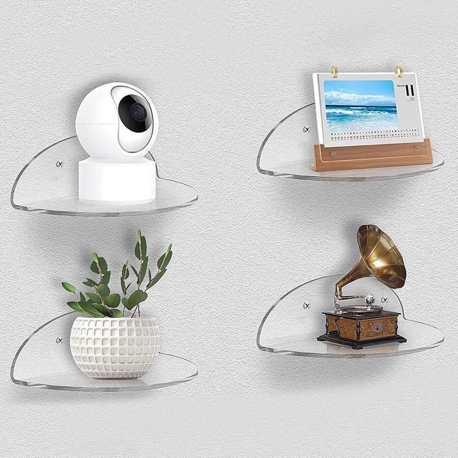 Acryl drijvende wandplanken set mini zelfklevende wandplanken 4 stuks transparant acryl