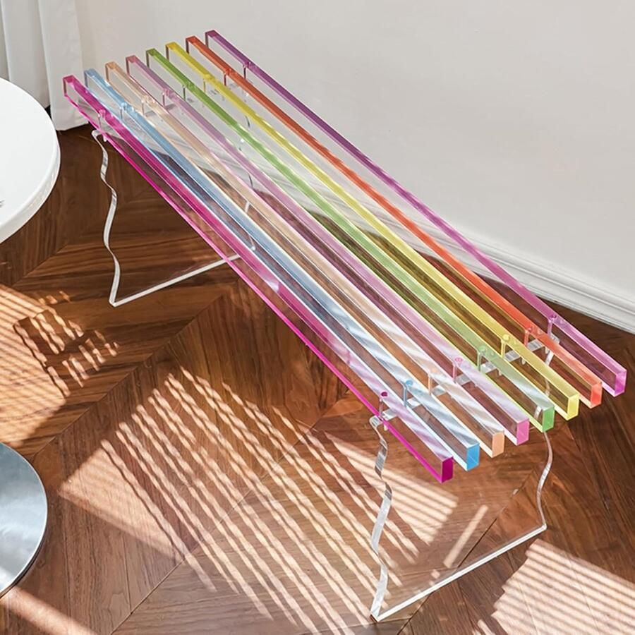 Acryl Entreebank Kleurrijke Opbergbank Bank Zonder Rugleuning Schoenenrek en Eethoekbank voor Het Verschonen Van Schoenen Binnenshuis Woonkamer Slaapkamer(80x33x44cm 31.4x12.9x17.3in)