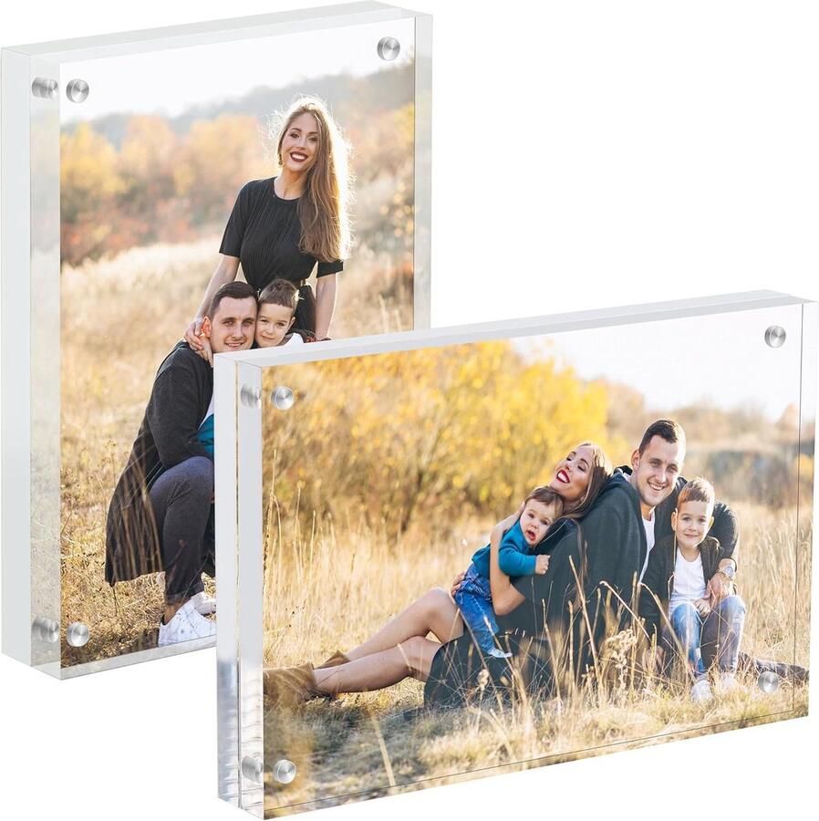 Acryl Fotolijst Block moderne bureau fotoblokken 2 stuks 15 x 10 cm doorzichtig