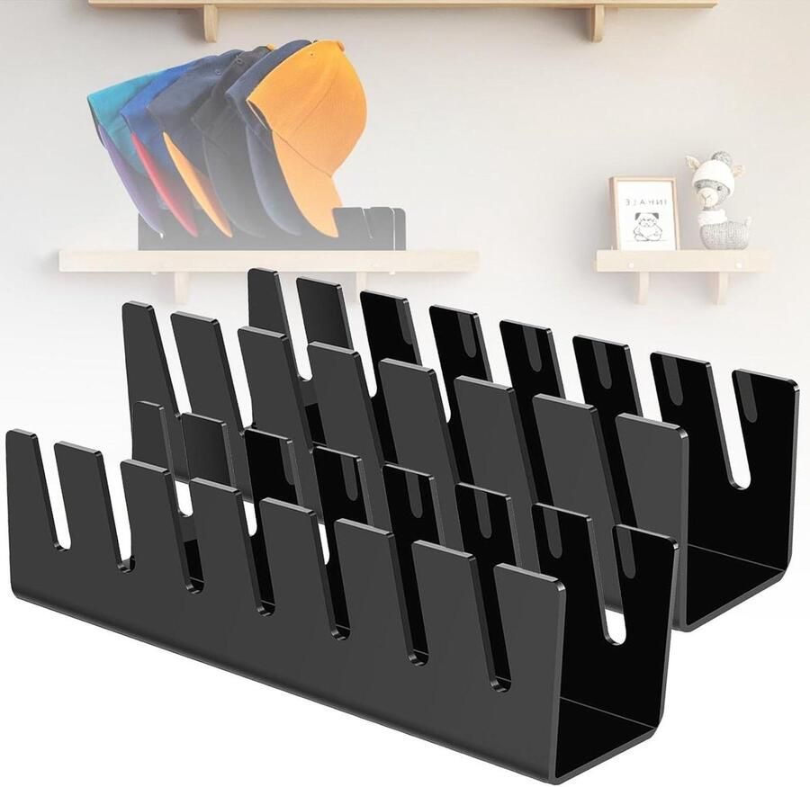 Acryl hoedenrek organizer Hoedhouder honkbalpet display opbergrek Hoedenhouder voor 14 baseballpetten Pettenhouder voor woonkamers en slaapkamers