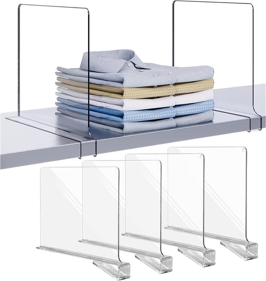 Acryl kledingkast plankscheider multifunctioneel scheidingswand organizer boekenplanken set van 4