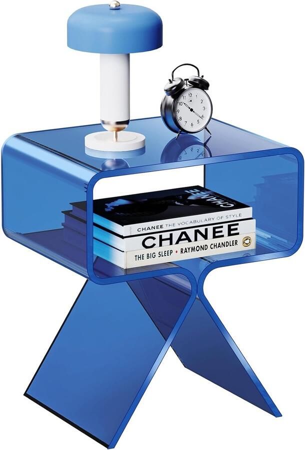 Acryl nachtkastje bijzettafel modern design Clear Home Decor display eindtafel (blauw)