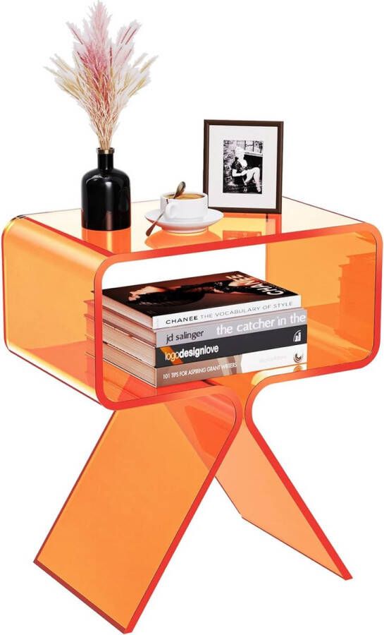 Acryl nachtkastje bijzettafel modern design Clear Home Decor display eindtafel (oranje)