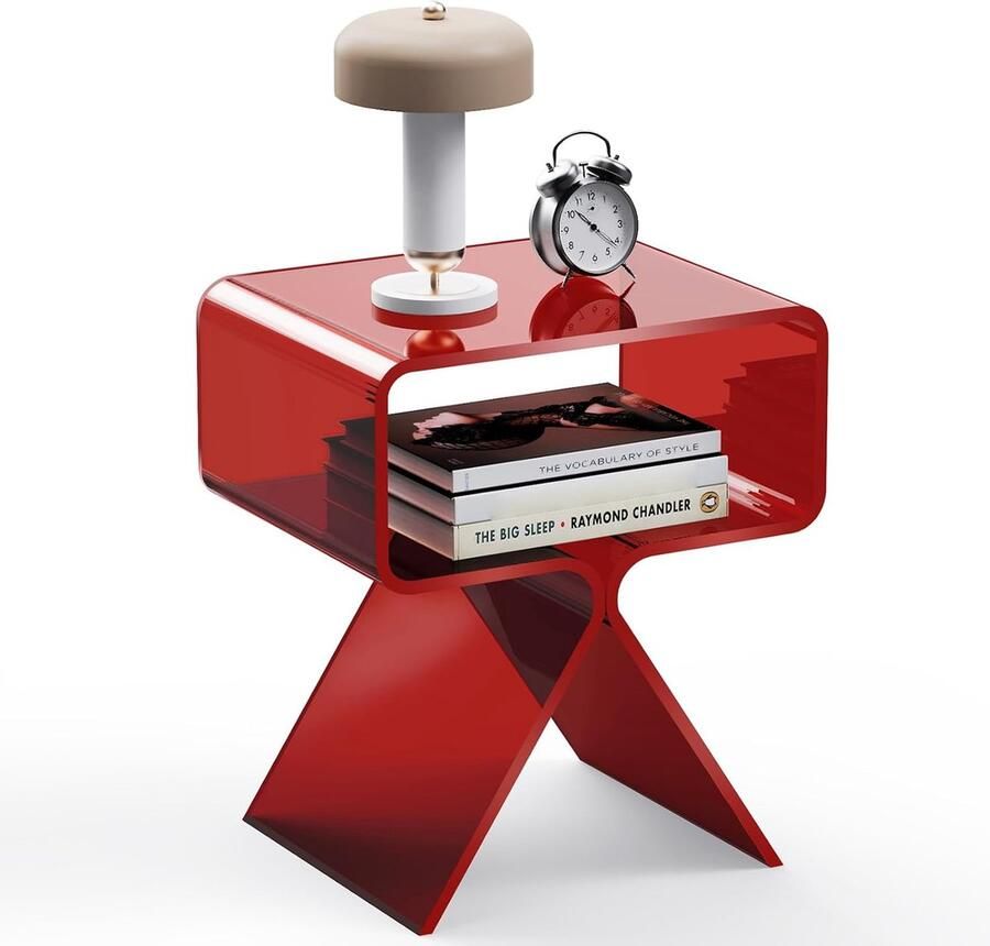 Acryl nachtkastje bijzettafel modern design Clear Home Decor display eindtafel (rood)