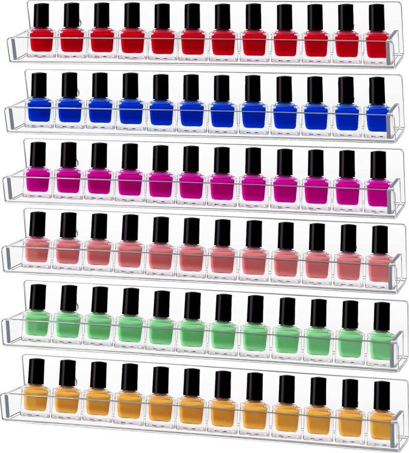 Acryl nagellak organizer nagellak rek 6 stuks nagellak organizer muur voor maximaal 90 flessen wandrek organizer voor nagellak parfum lipstick etherische oliën transparant