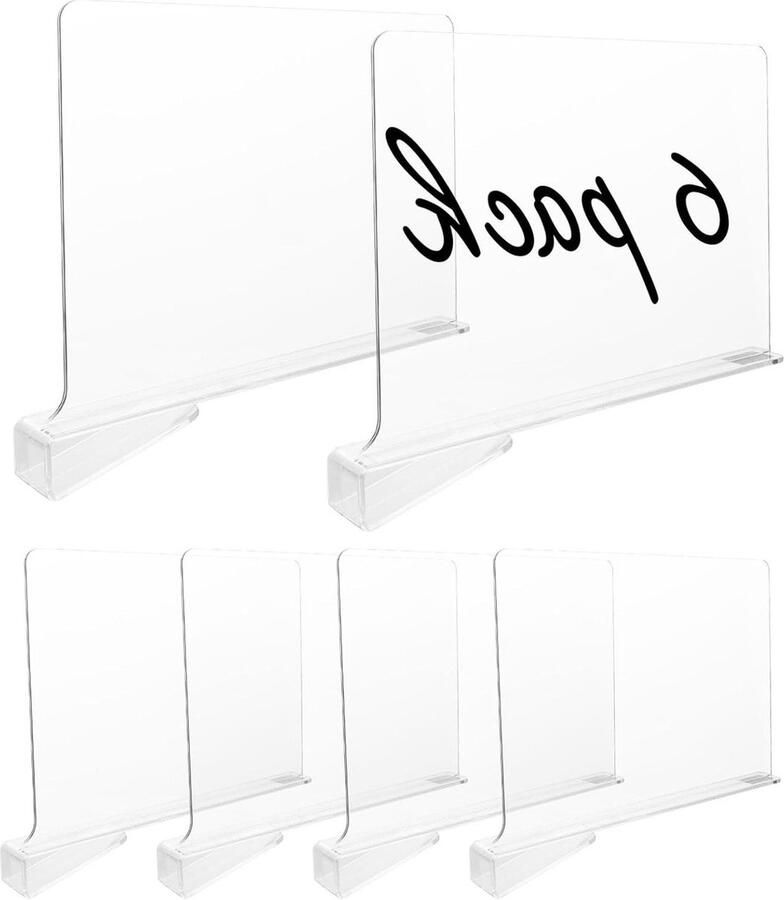 Acryl plankverdelers 6 stuks transparant reksysteem voor kledingkast planken kledingorganizer voor slaapkamer keuken- opslag