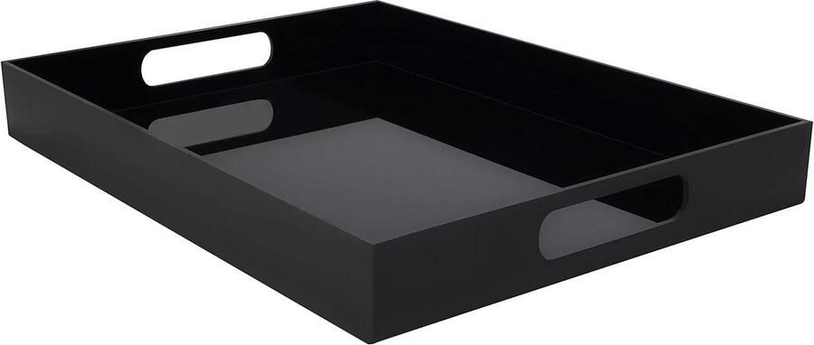 Acryl Plastic Dienblad met Handvatten Groot Zwart L405 x B30 cm Driehoeks Decoraties Knoei Vrij Tafel Organizer Thee Koffie Drankjes Ontbijt & Voedsel Tray