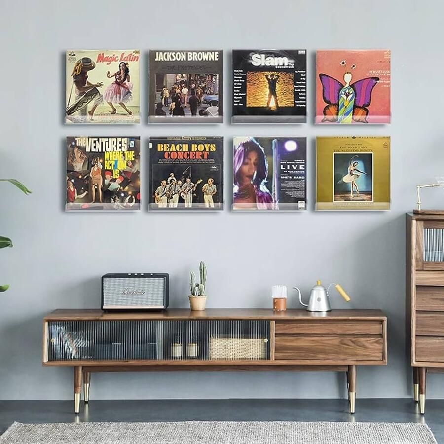 Acryl rek voor grammofoonplaten transparant set van 8 30 5 x 4 3 x 4 3 cm