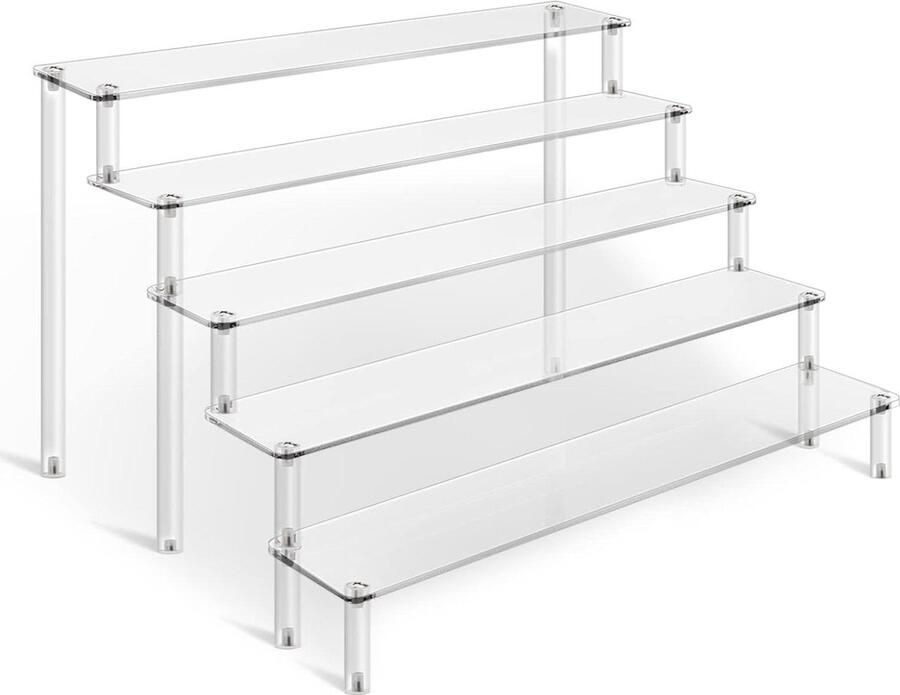Acryl risers display standaard voor actiefiguren 5-laags doorzichtige display verzamelobjecten desserthouder duurzame vitrine displayplank voor speelgoed juwelen beeldjes cosmetica